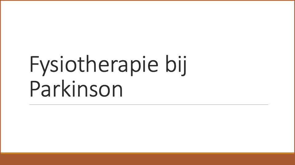 Fysiotherapie en Parkinson