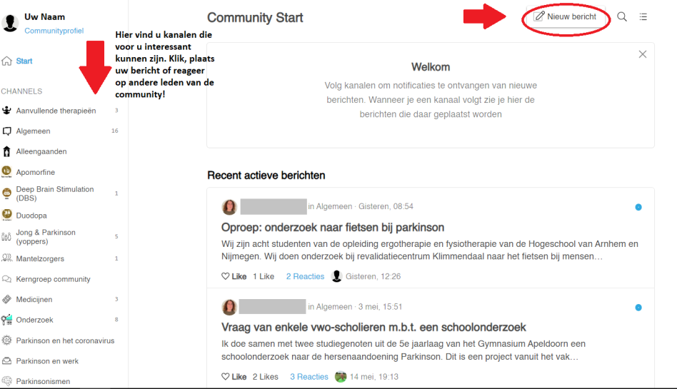 Communitykanalen en bericht plaatsen.jpg
